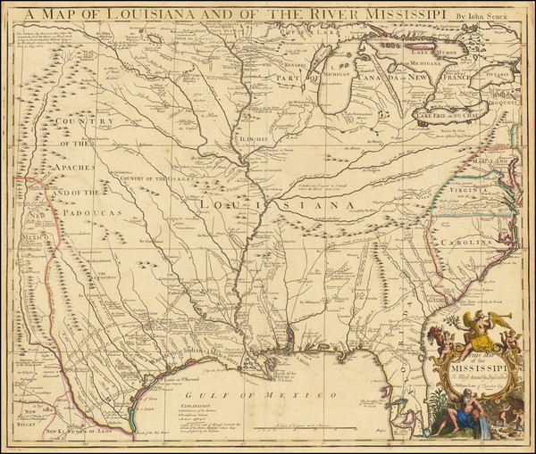 47-United States, South, Southeast, Texas, Midwest and Plains Map By John Senex