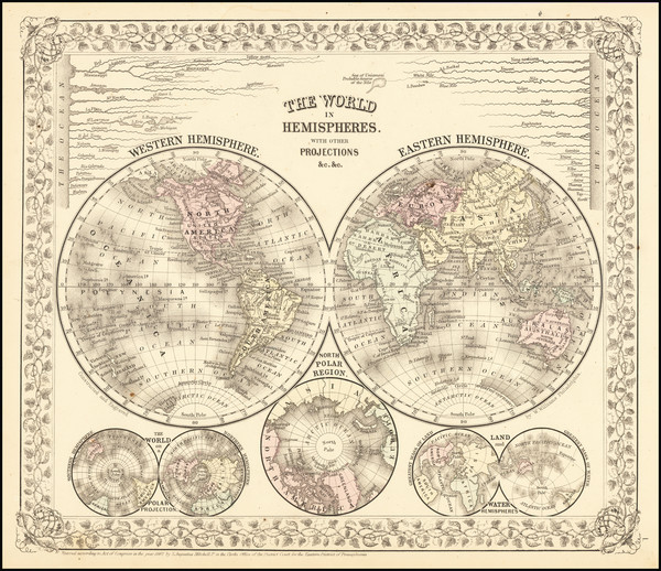 57-World Map By Samuel Augustus Mitchell Jr.