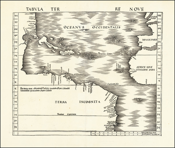 47-World, Atlantic Ocean, North America, South America and America Map By Martin Waldseemülle