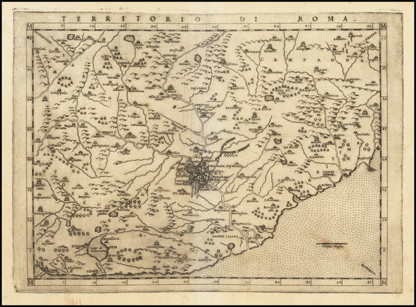 3-Northern Italy, Southern Italy and Rome Map By Girolamo Ruscelli