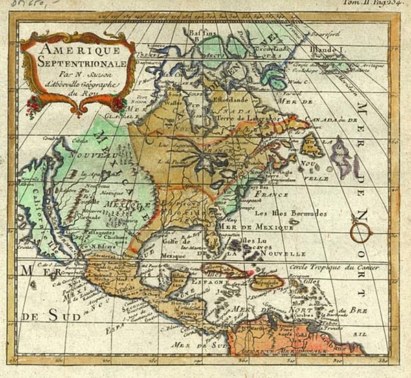 93-North America Map By Nicolas Sanson