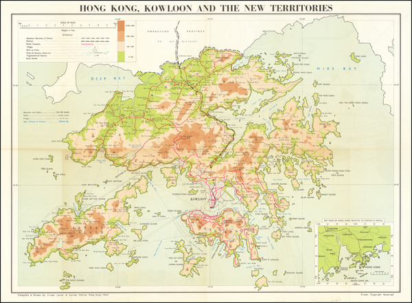 75-Hong Kong Map By Crown Lands & Survey Office Hong Kong