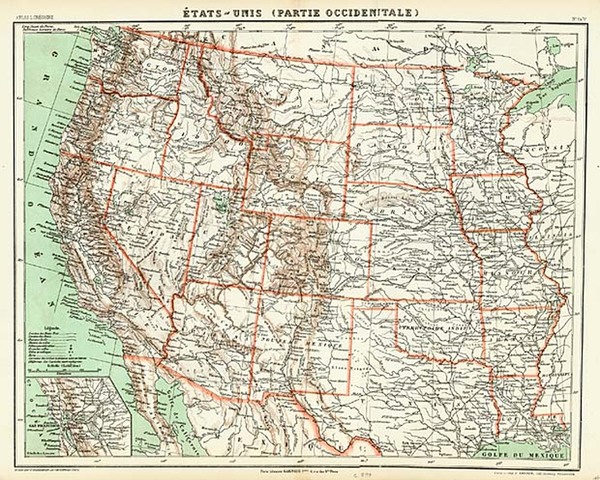 44-Plains, Southwest and Rocky Mountains Map By F.A. Garnier