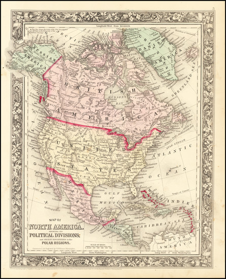 87-North America Map By Samuel Augustus Mitchell Jr.