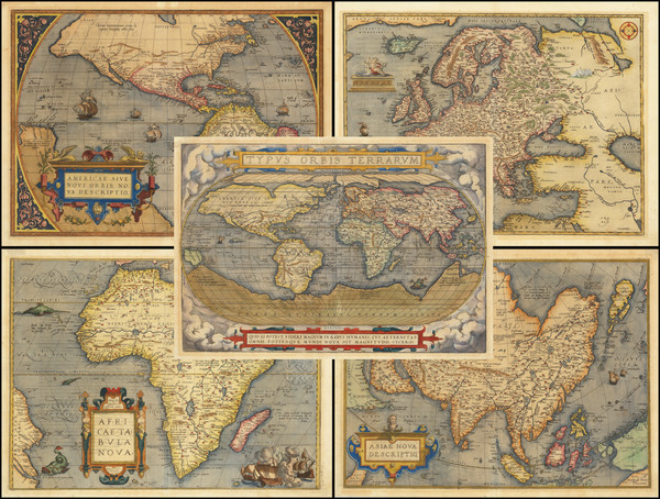 4-World, Europe, Asia, Africa and America Map By Abraham Ortelius