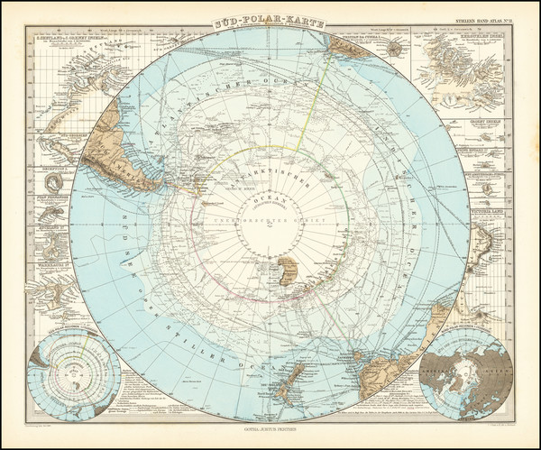 29-Polar Maps Map By Adolf Stieler