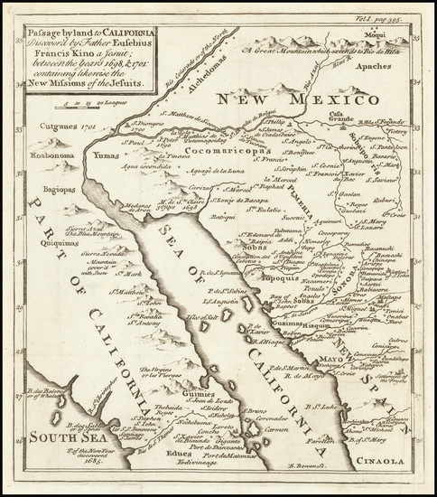 85-Southwest, Mexico, Baja California and California Map By Emanuel Bowen / Fr. Eusebio Kino