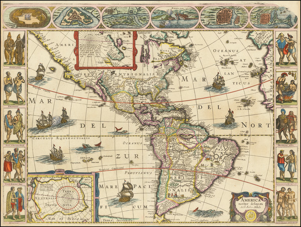 95-America Map By Jodocus Hondius / Jan Jansson