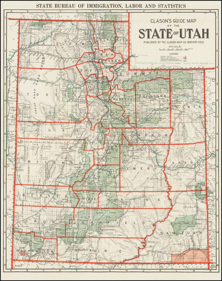 12-Utah and Utah Map By The Clason Map Company