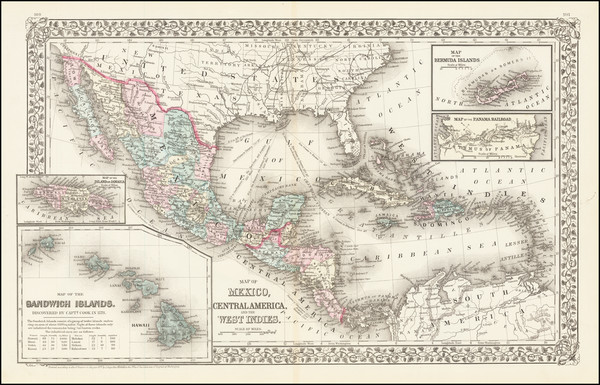 92-Southwest, Hawaii, Mexico, Caribbean, Australia & Oceania and Hawaii Map By Samuel Augustus