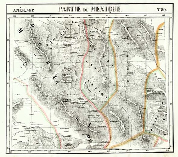 15-Texas and Mexico Map By Philippe Marie Vandermaelen