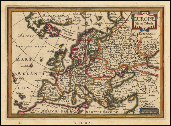 86-Europe Map By Jodocus Hondius / Gerard Mercator