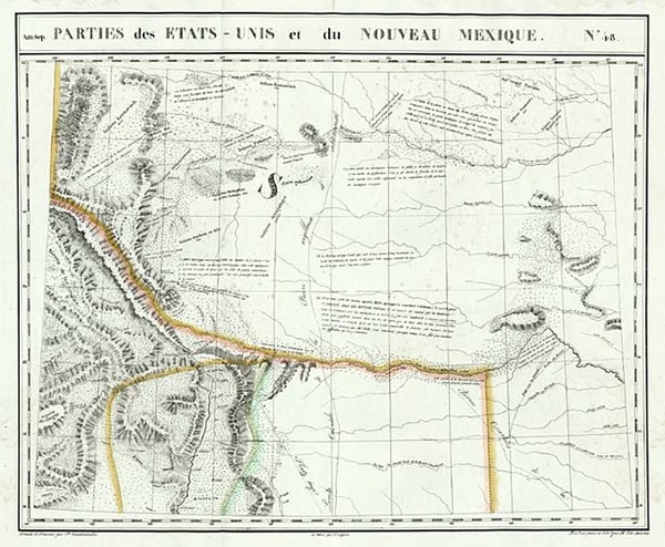 44-Texas, Plains, Southwest and Rocky Mountains Map By Philippe Marie Vandermaelen