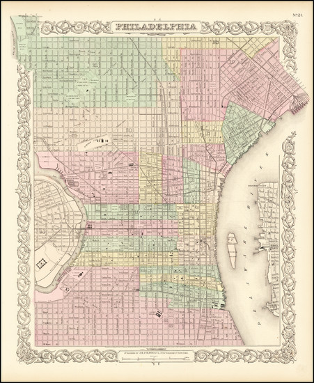 89-Pennsylvania and Philadelphia Map By Joseph Hutchins Colton