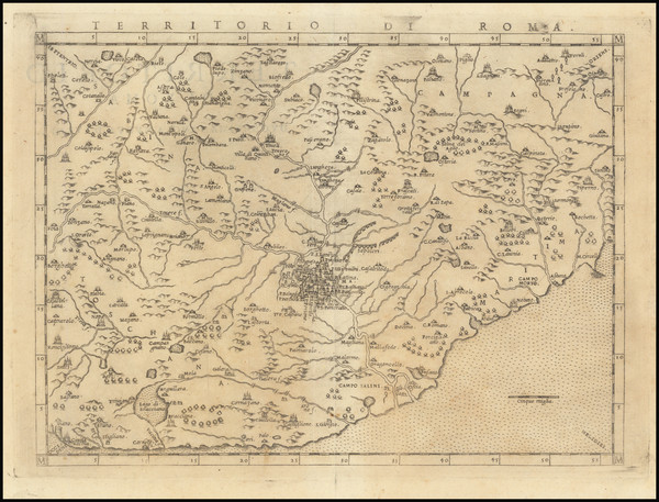 3-Northern Italy, Southern Italy and Rome Map By Girolamo Ruscelli