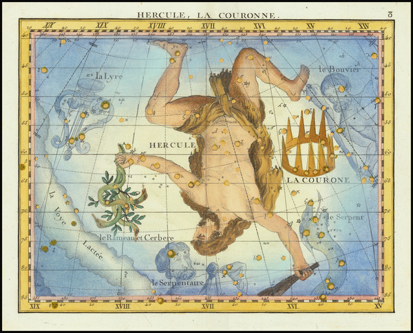 69-Celestial Maps Map By John Flamsteed / Jean Nicolas Fortin