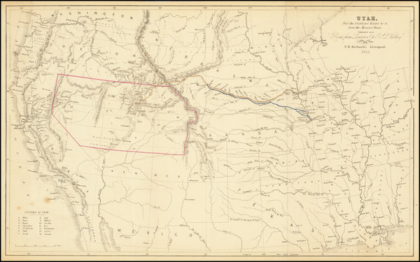 96-Plains, Utah, Rocky Mountains and Utah Map By F.D. Richards