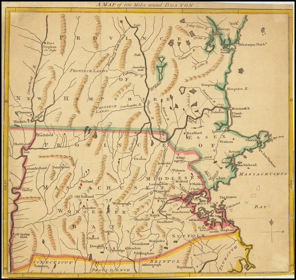 85-New England, Massachusetts and American Revolution Map By Gentleman's Magazine