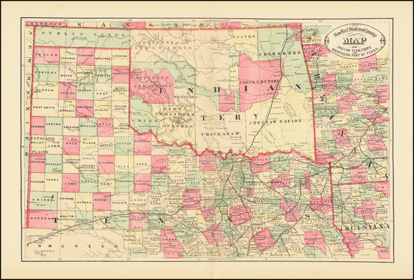 86-Texas and Oklahoma & Indian Territory Map By HS Stebbins