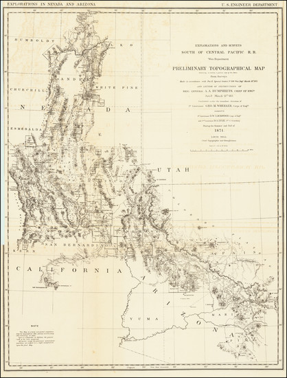 20-Nevada and California Map By George M. Wheeler / Louis Nell