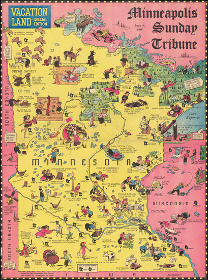 58-Minnesota and Pictorial Maps Map By Bud Matthes