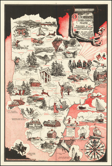 3-Maine and Pictorial Maps Map By Klir A. Beck