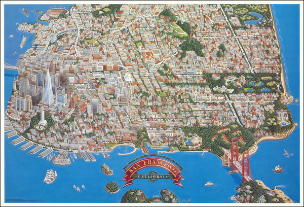 60-Pictorial Maps and San Francisco & Bay Area Map By Steven Scott