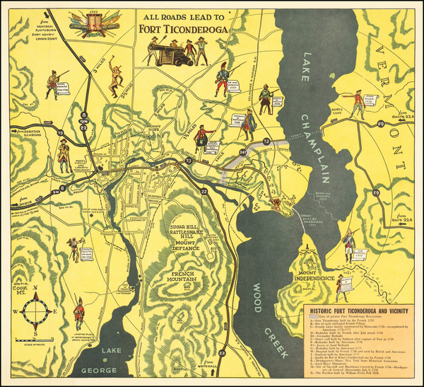 1-Vermont, New York State and Pictorial Maps Map By Anonymous