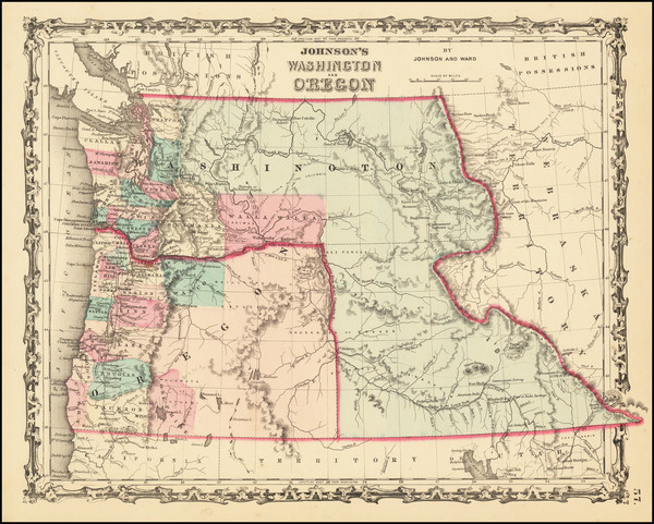 44-Idaho, Pacific Northwest, Oregon and Washington Map By Benjamin P Ward  &  Alvin Jewett Joh