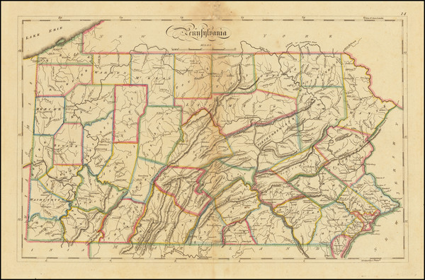 40-Pennsylvania Map By Mathew Carey