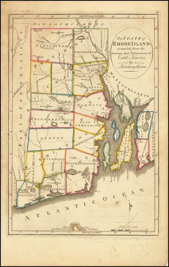 1-Rhode Island Map By Mathew Carey