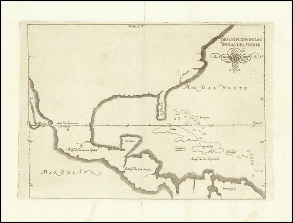 76-United States, Florida, South, Southeast and Mexico Map By Antonio de Herrera y Tordesillas