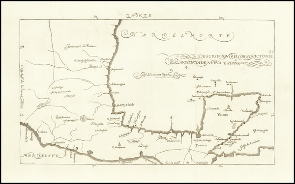 61-Mexico Map By Antonio de Herrera y Tordesillas