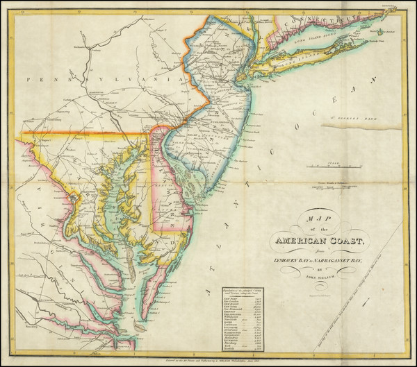 0-Mid-Atlantic, New Jersey, Pennsylvania, Maryland, Delaware and Virginia Map By John Melish