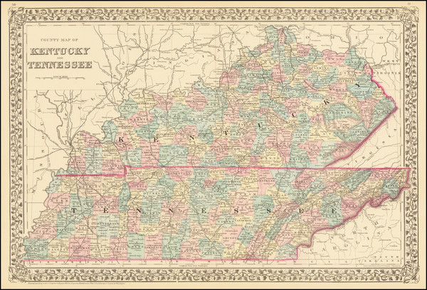 70-Kentucky and Tennessee Map By Samuel Augustus Mitchell Jr.