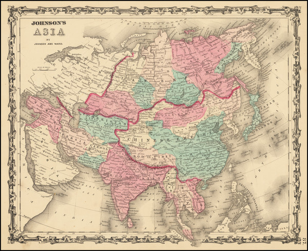 36-Asia Map By Benjamin P Ward  &  Alvin Jewett Johnson