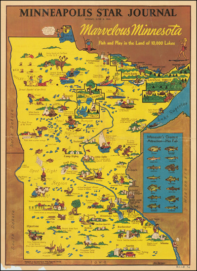 50-Minnesota and Pictorial Maps Map By Bud Matthes