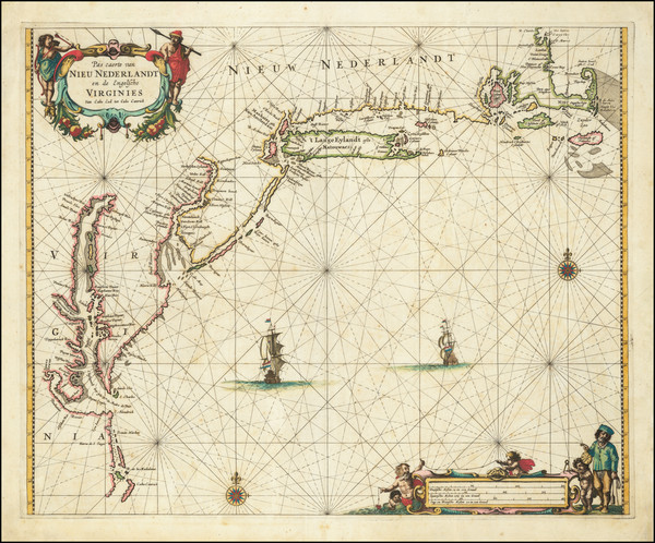 91-New England, New York State, Mid-Atlantic and Southeast Map By Pieter Goos