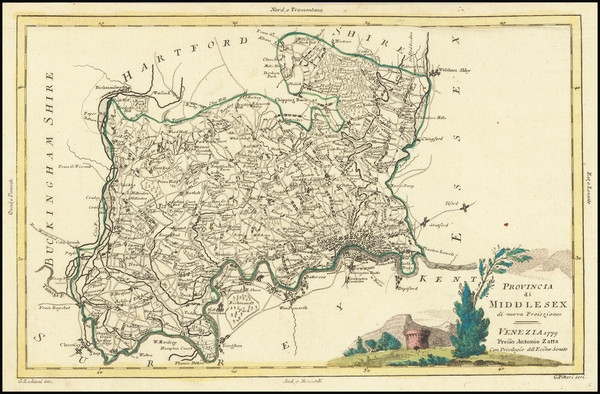 4-London and British Counties Map By Antonio Zatta