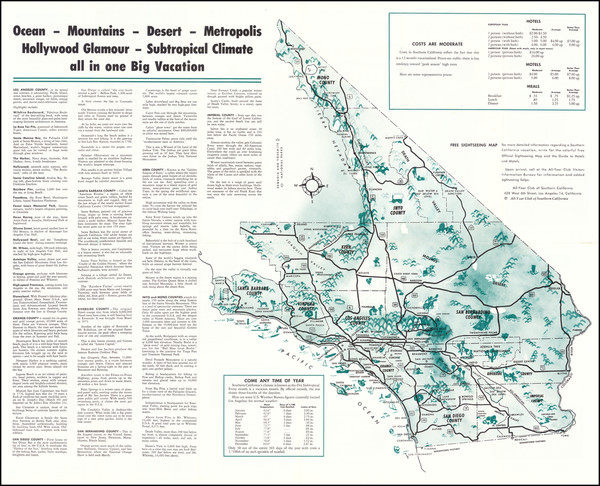 10-California, Pictorial Maps, Los Angeles and San Diego Map By The All-Year Club of Southern Cali