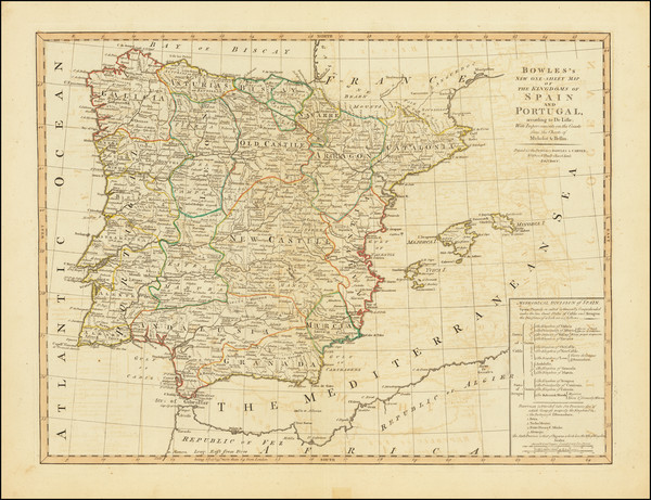 60-Spain and Portugal Map By Carington Bowles / Jonathan Carver