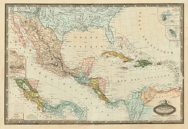 30-Mexico, Caribbean and Central America Map By F.A. Garnier