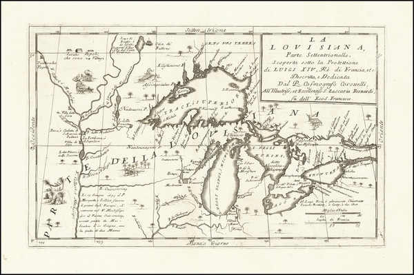 53-Midwest, Illinois, Michigan, Minnesota, Wisconsin and Canada Map By Vincenzo Maria Coronelli