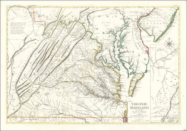 66-Mid-Atlantic, Maryland, Delaware, Southeast and Virginia Map By Georges Louis Le Rouge