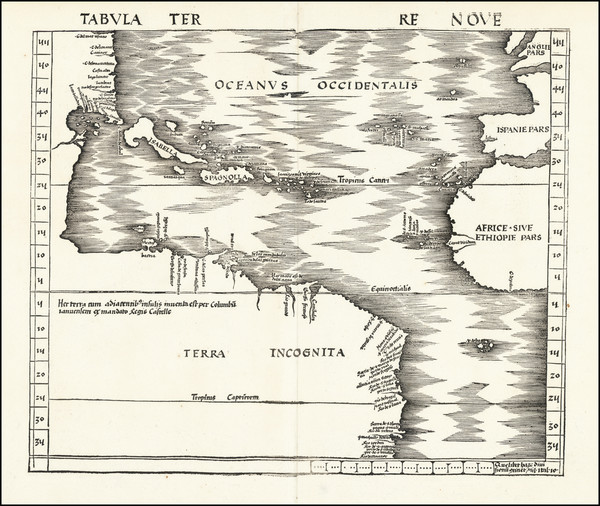 25-World, Atlantic Ocean, North America, South America and America Map By Martin Waldseemülle