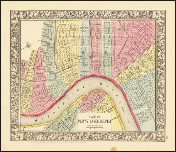 55-Louisiana Map By Samuel Augustus Mitchell Jr.