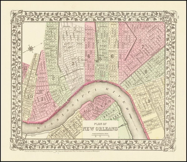 47-Louisiana Map By Samuel Augustus Mitchell Jr.