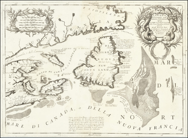 88-Eastern Canada Map By Vincenzo Maria Coronelli