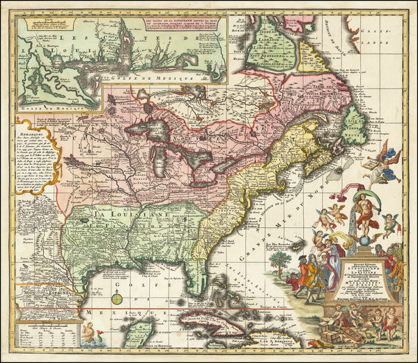 46-United States and Louisiana Map By Matthaus Seutter