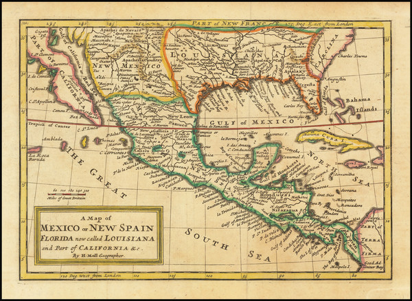 70-United States, Southeast, Southwest and California Map By Herman Moll